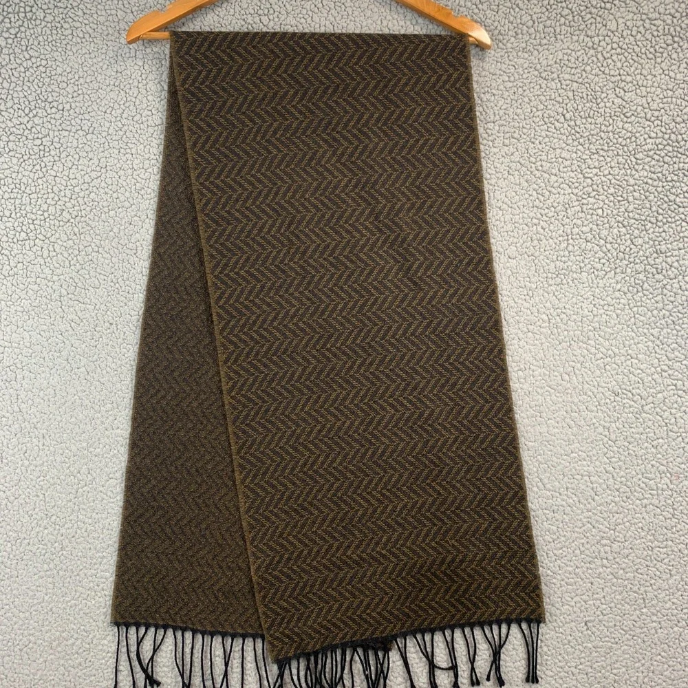 Scarf Merino Wool Germany Geometric Herringbone Chevron Size 15x60 SOFT